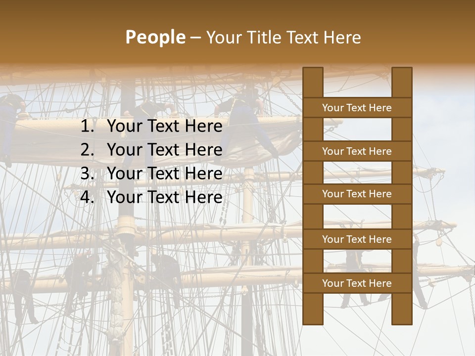 Sailors In The Mast Of An Ancient Teaching Ship, During The Tall Ships Race In Antwerp In 2006 PowerPoint Template