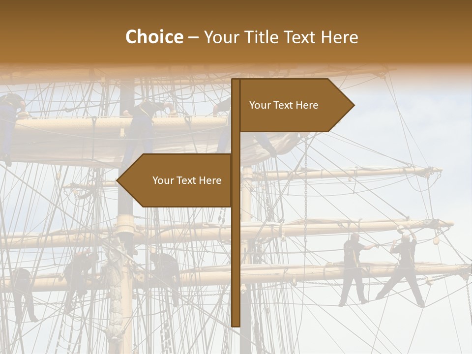 Sailors In The Mast Of An Ancient Teaching Ship, During The Tall Ships Race In Antwerp In 2006 PowerPoint Template
