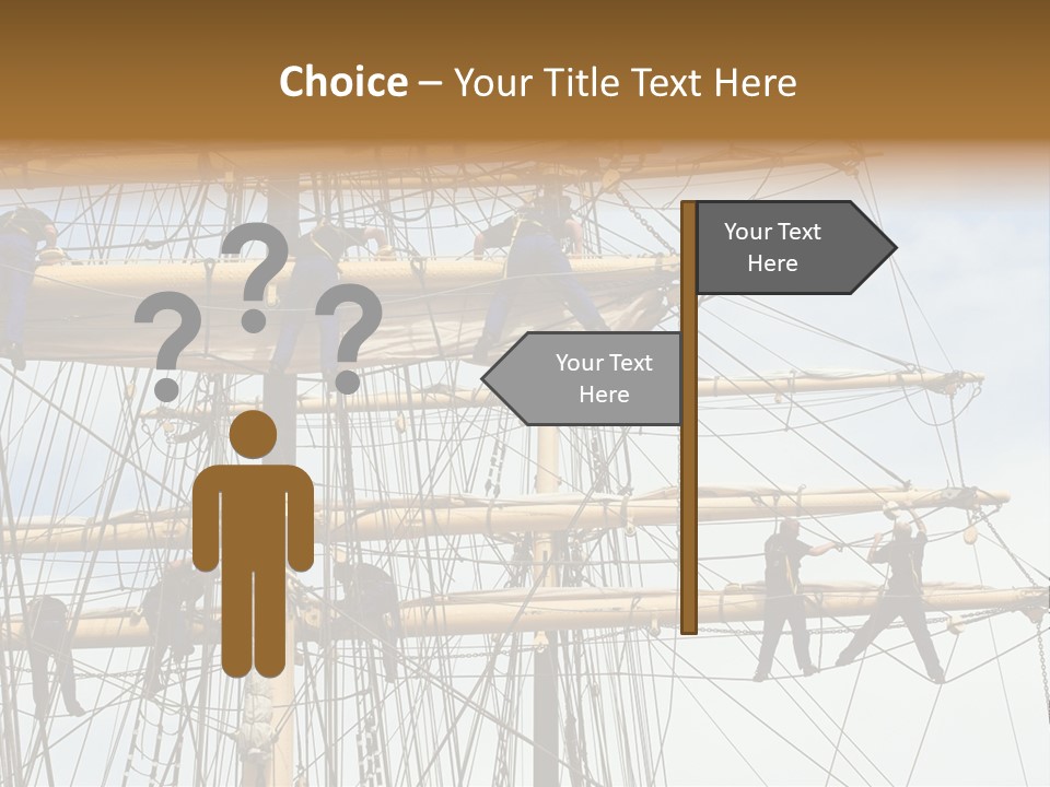 Sailors In The Mast Of An Ancient Teaching Ship, During The Tall Ships Race In Antwerp In 2006 PowerPoint Template