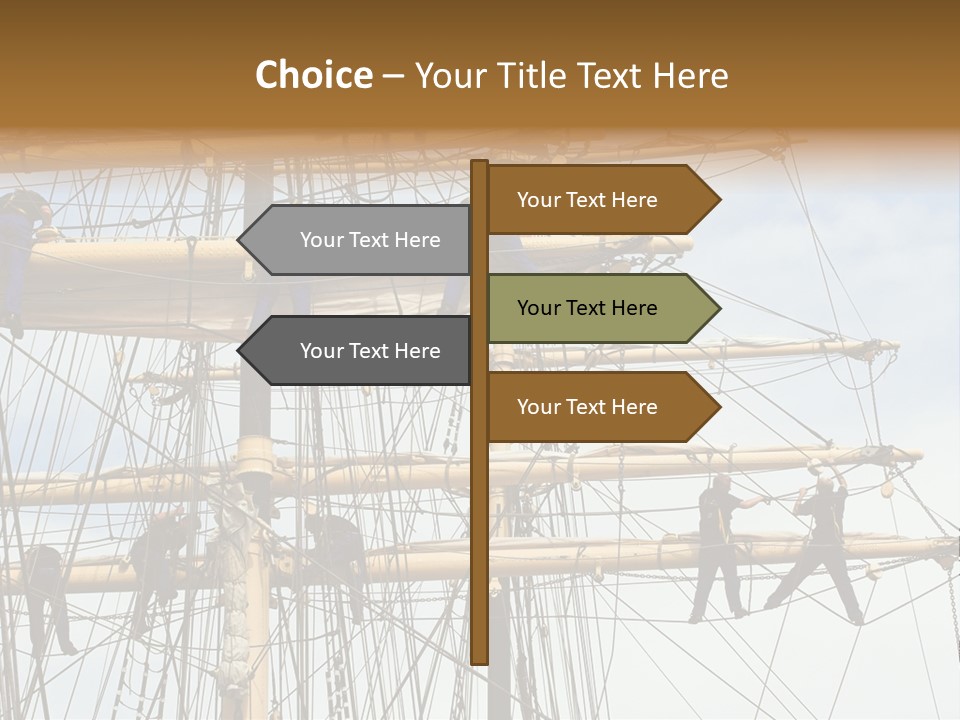 Sailors In The Mast Of An Ancient Teaching Ship, During The Tall Ships Race In Antwerp In 2006 PowerPoint Template