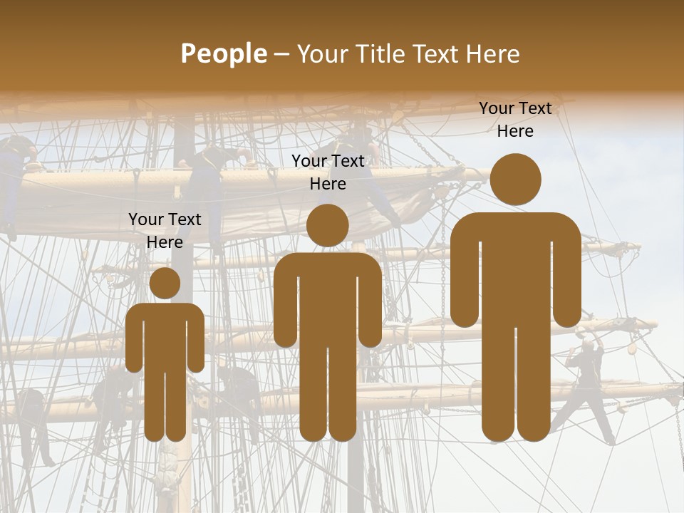 Sailors In The Mast Of An Ancient Teaching Ship, During The Tall Ships Race In Antwerp In 2006 PowerPoint Template