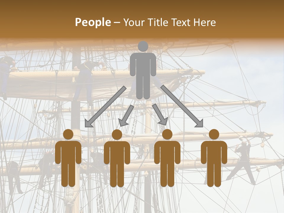 Sailors In The Mast Of An Ancient Teaching Ship, During The Tall Ships Race In Antwerp In 2006 PowerPoint Template
