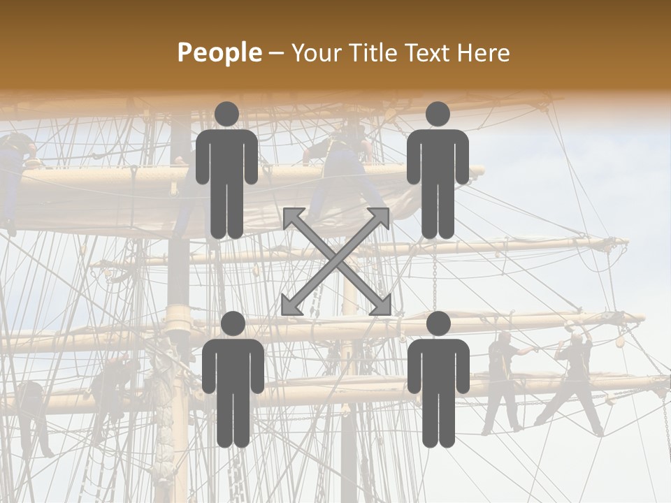 Sailors In The Mast Of An Ancient Teaching Ship, During The Tall Ships Race In Antwerp In 2006 PowerPoint Template