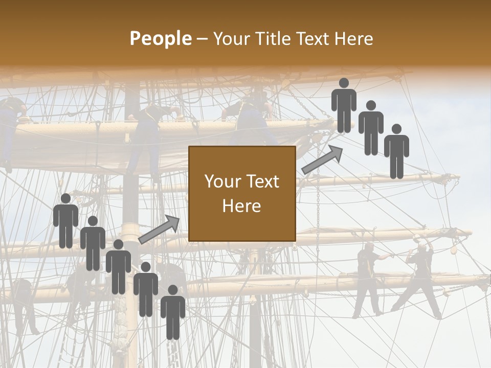 Sailors In The Mast Of An Ancient Teaching Ship, During The Tall Ships Race In Antwerp In 2006 PowerPoint Template