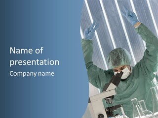 Scientist Working In Laboratory, Chemistry Related Or Medical Design PowerPoint Template