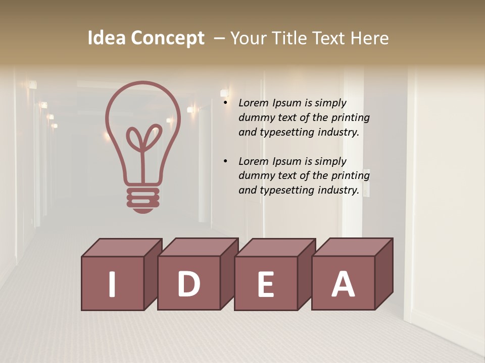 A Long Hallway With A Light On The Ceiling PowerPoint Template