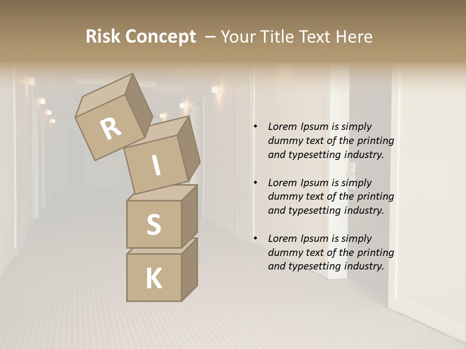 A Long Hallway With A Light On The Ceiling PowerPoint Template