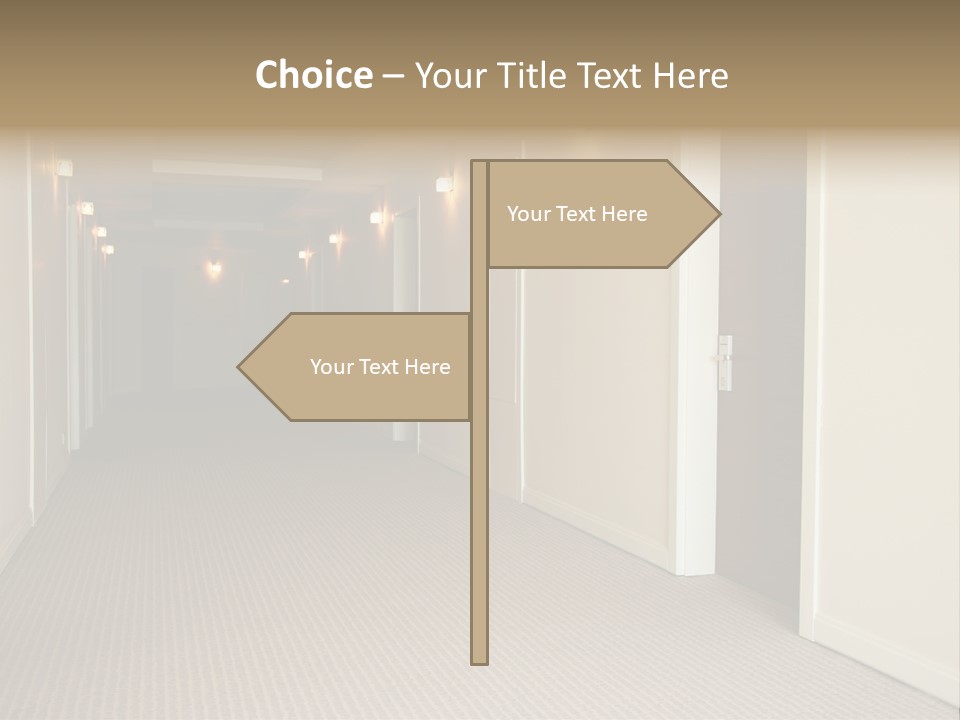 A Long Hallway With A Light On The Ceiling PowerPoint Template
