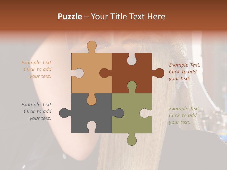 A Woman Is Cutting Her Hair With Scissors PowerPoint Template