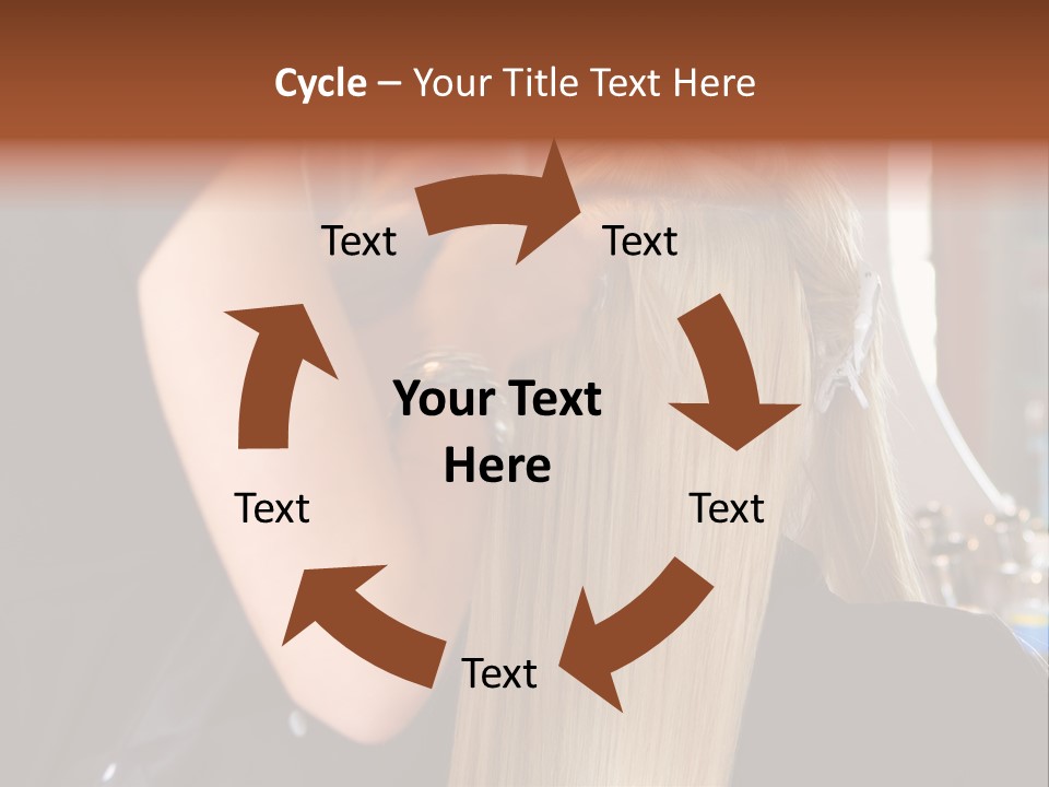 A Woman Is Cutting Her Hair With Scissors PowerPoint Template