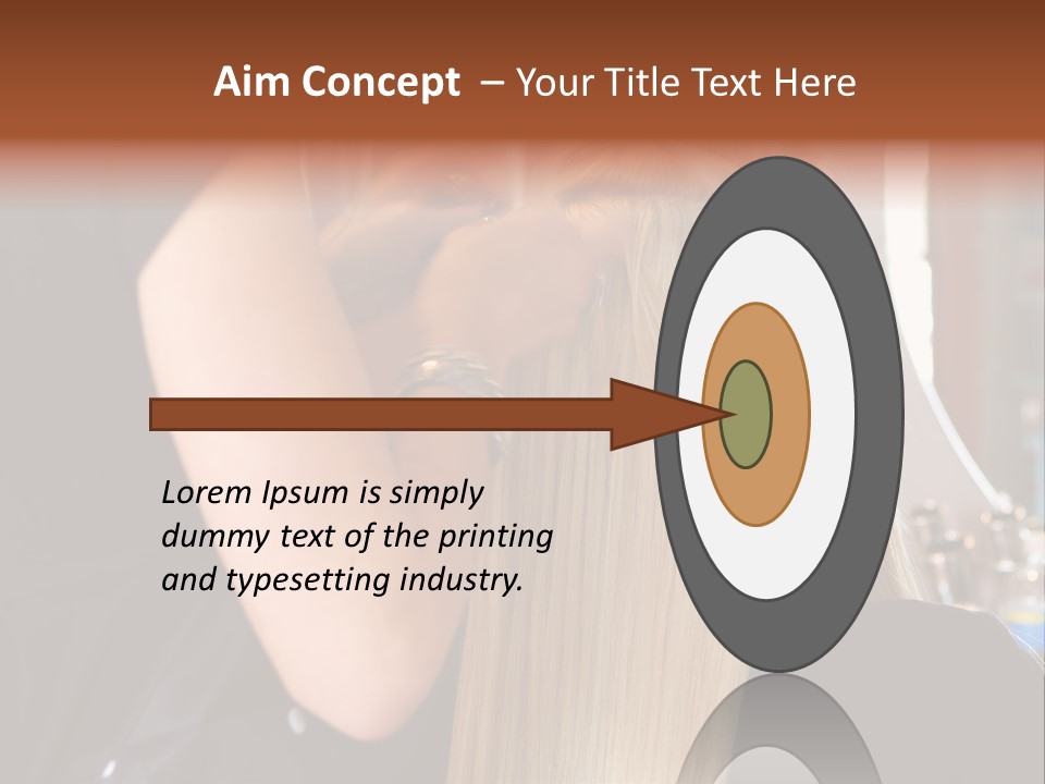 A Woman Is Cutting Her Hair With Scissors PowerPoint Template