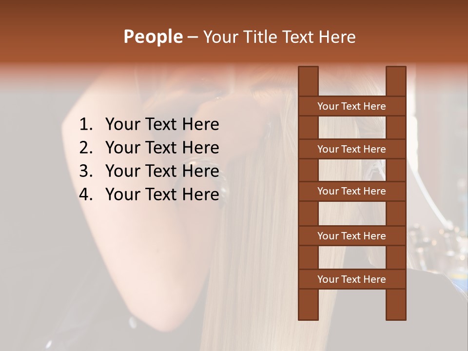 A Woman Is Cutting Her Hair With Scissors PowerPoint Template