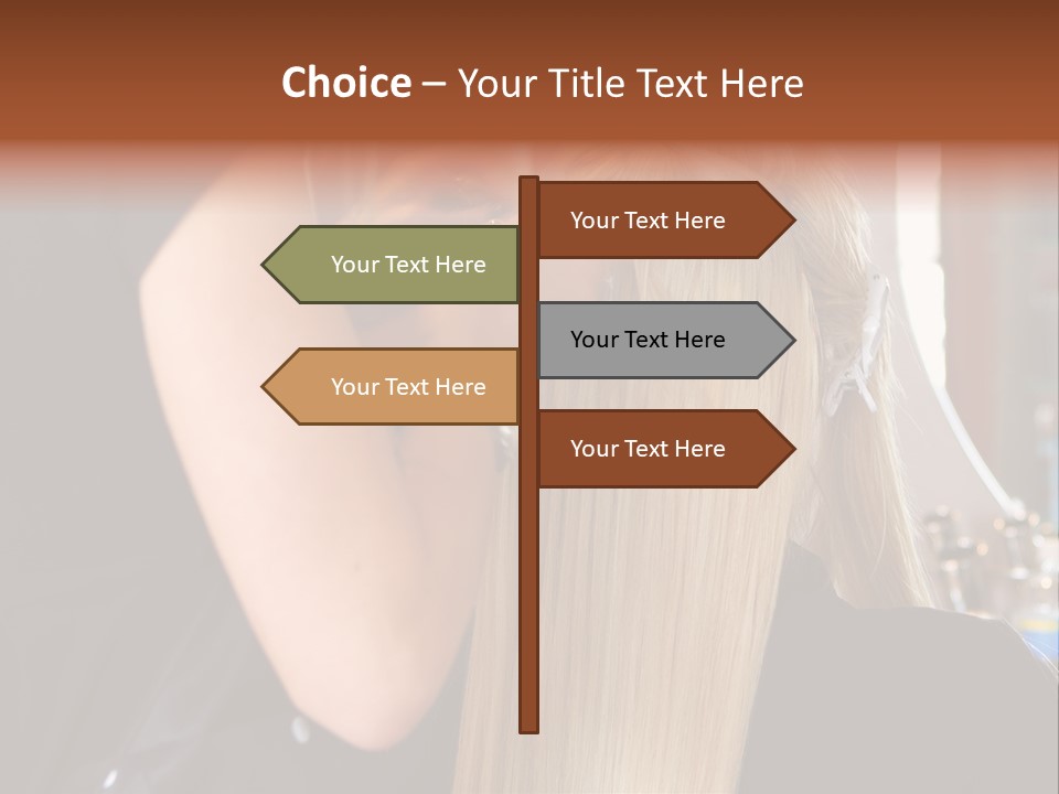 A Woman Is Cutting Her Hair With Scissors PowerPoint Template