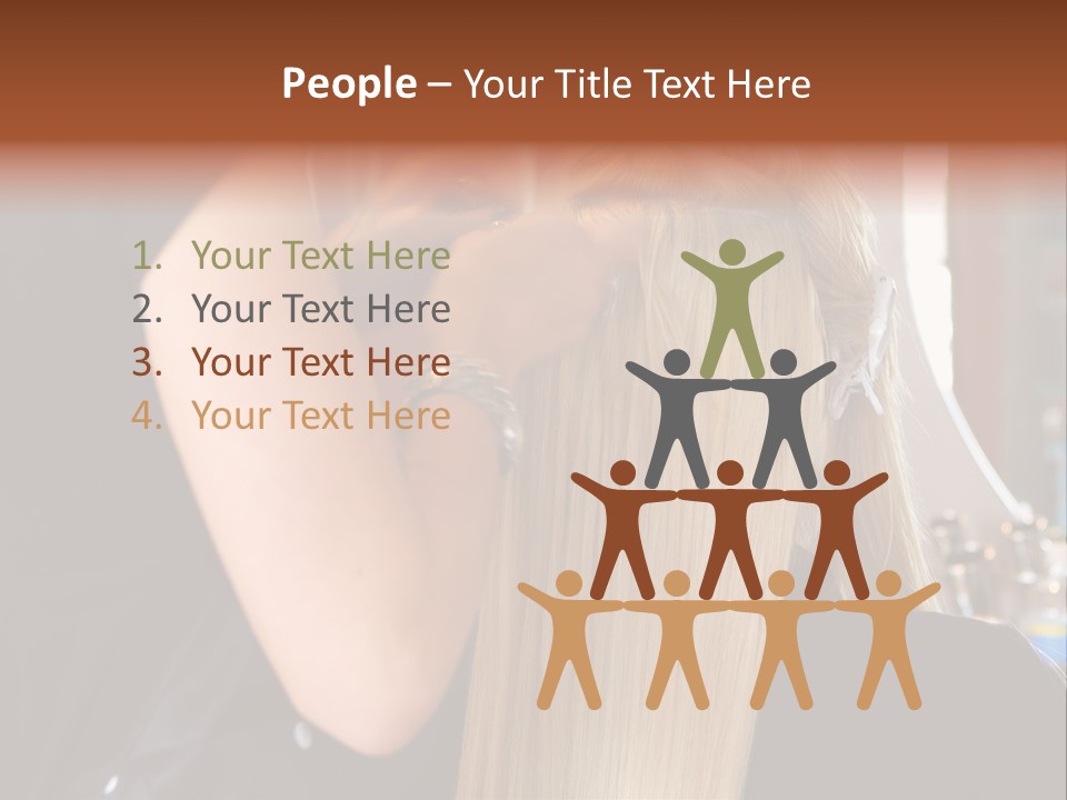 A Woman Is Cutting Her Hair With Scissors PowerPoint Template