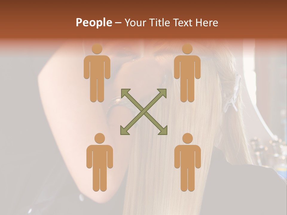 A Woman Is Cutting Her Hair With Scissors PowerPoint Template