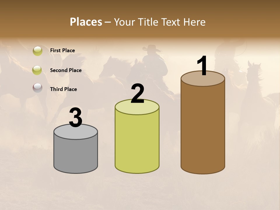 Two Cowboys Galloping And Roping Through The Desert PowerPoint Template