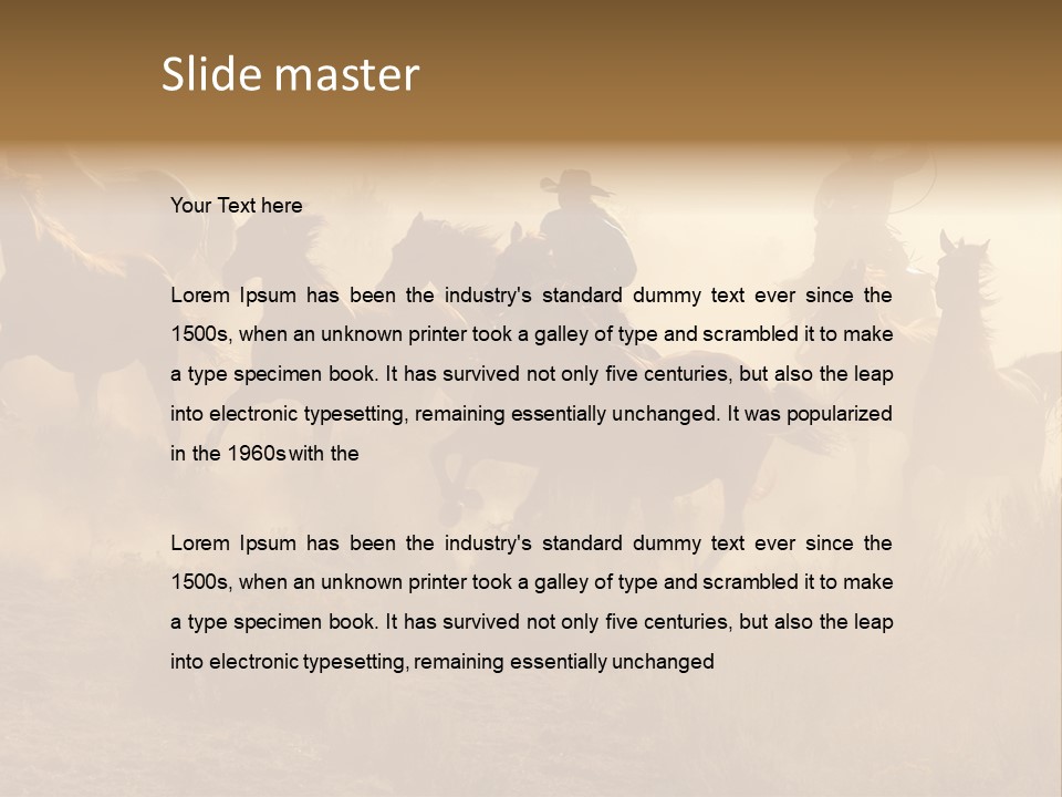 Two Cowboys Galloping And Roping Through The Desert PowerPoint Template