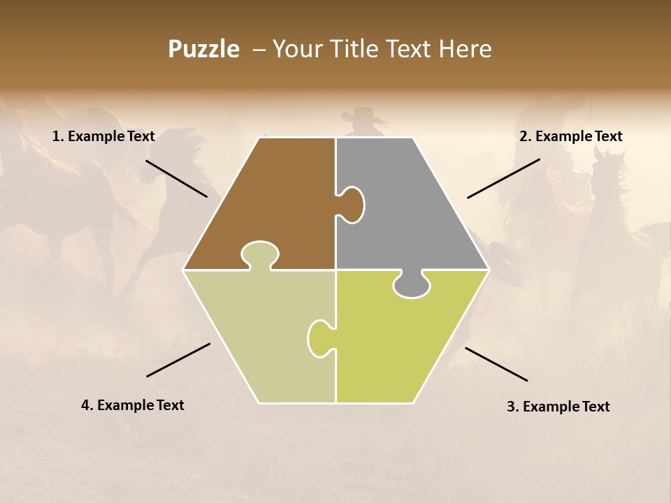 Two Cowboys Galloping And Roping Through The Desert PowerPoint Template