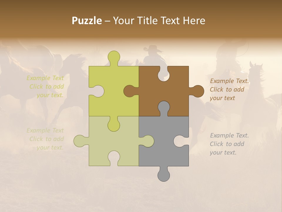 Two Cowboys Galloping And Roping Through The Desert PowerPoint Template