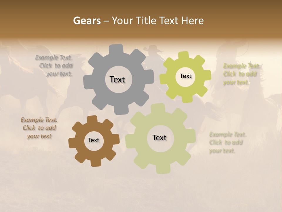 Two Cowboys Galloping And Roping Through The Desert PowerPoint Template