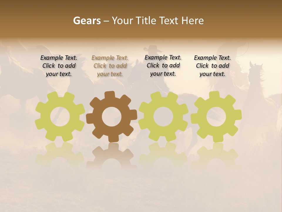 Two Cowboys Galloping And Roping Through The Desert PowerPoint Template