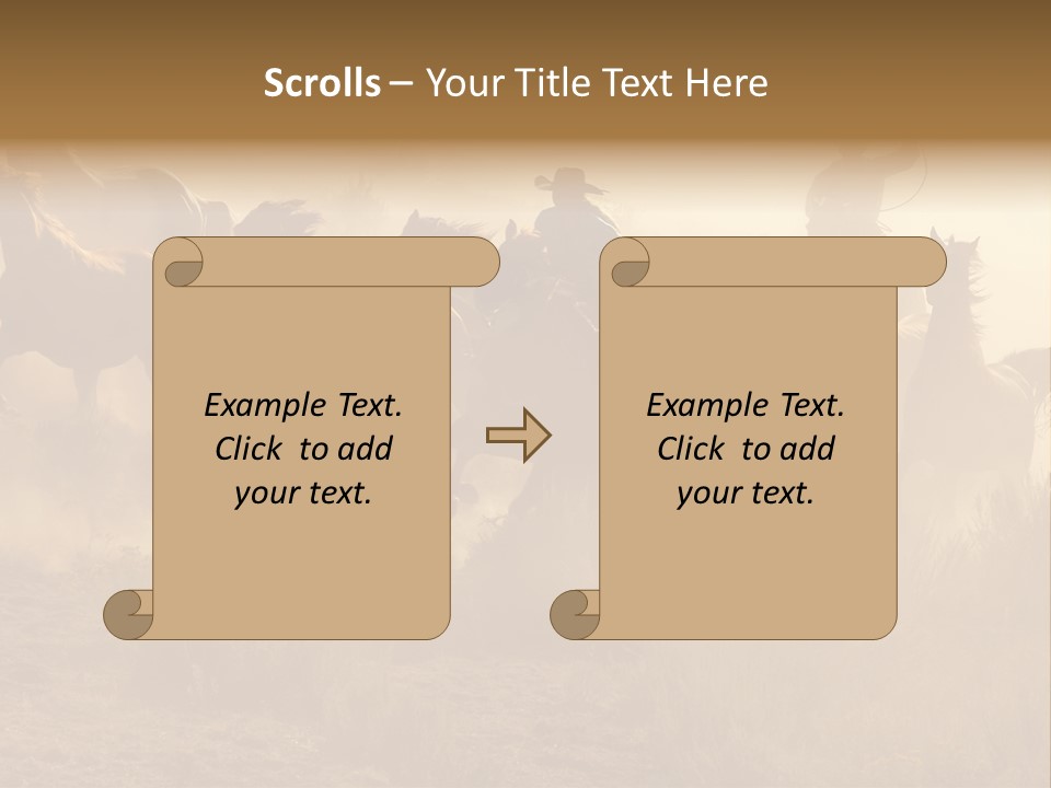 Two Cowboys Galloping And Roping Through The Desert PowerPoint Template