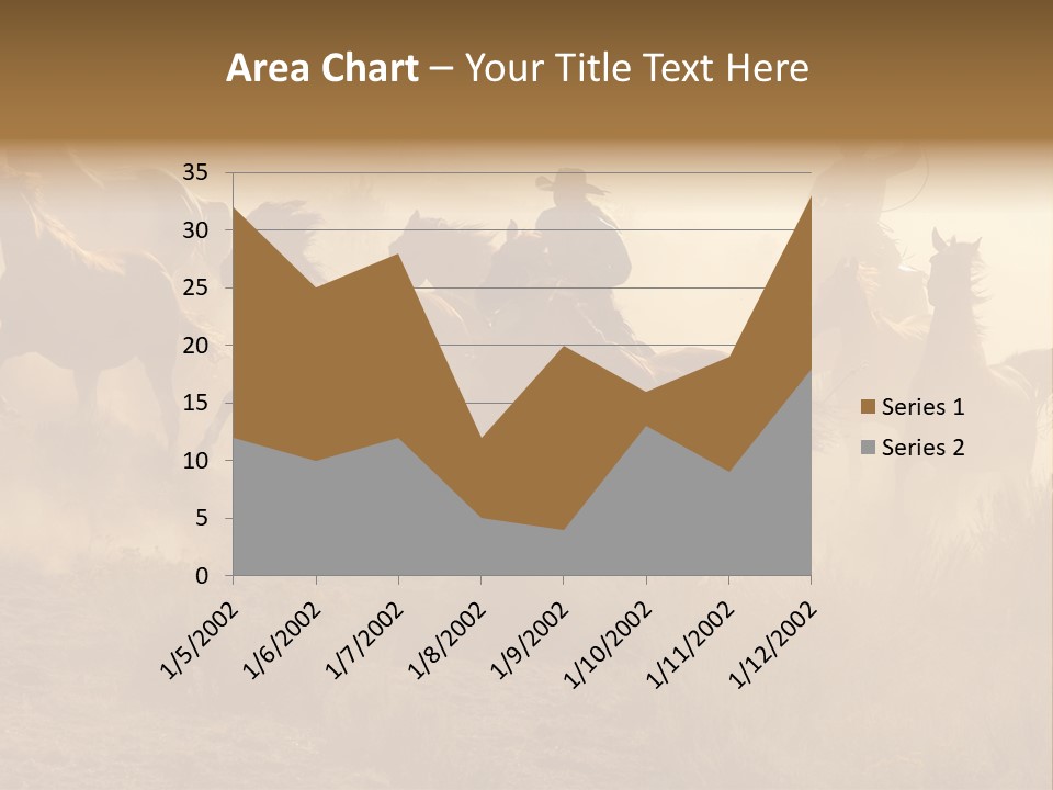 Two Cowboys Galloping And Roping Through The Desert PowerPoint Template