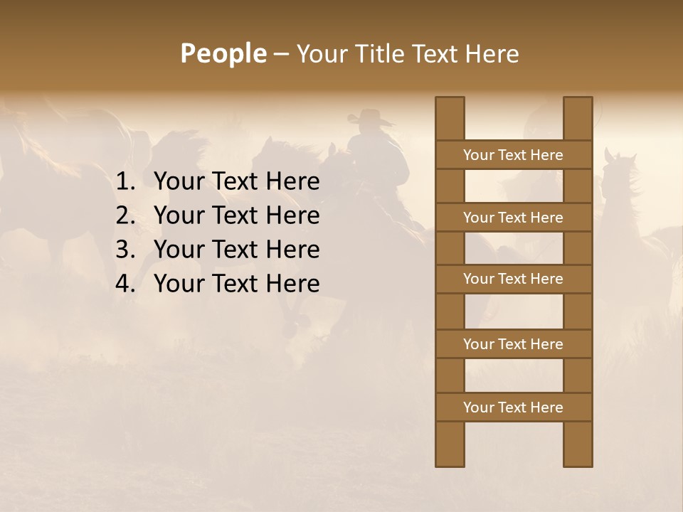 Two Cowboys Galloping And Roping Through The Desert PowerPoint Template