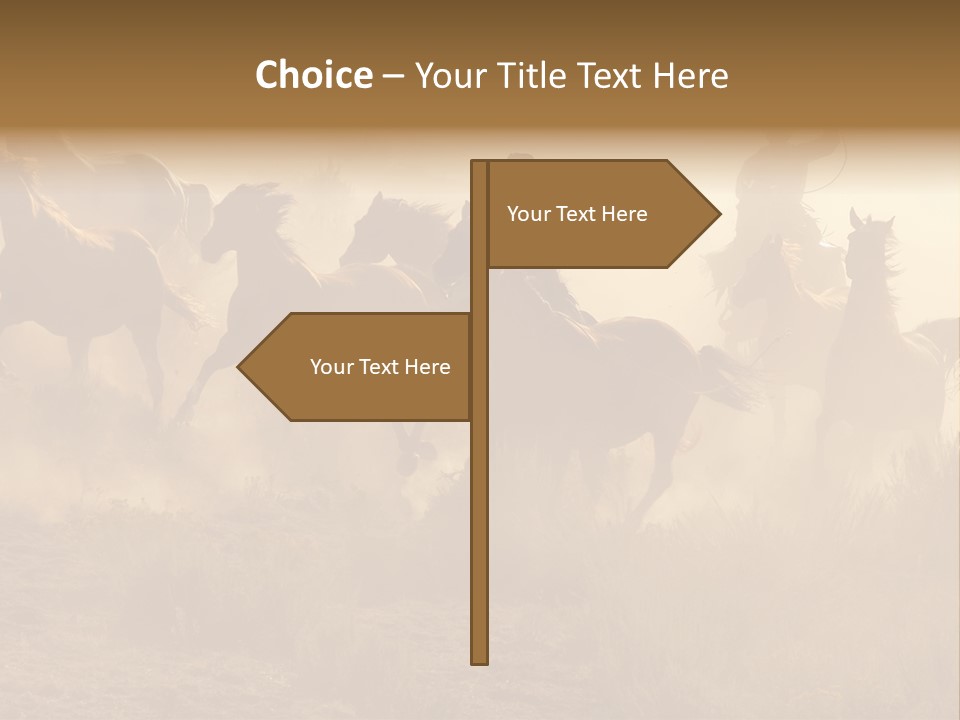 Two Cowboys Galloping And Roping Through The Desert PowerPoint Template