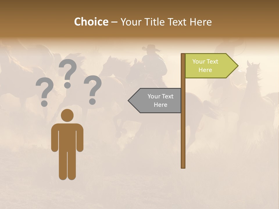Two Cowboys Galloping And Roping Through The Desert PowerPoint Template