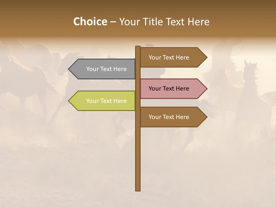 Two Cowboys Galloping And Roping Through The Desert PowerPoint Template