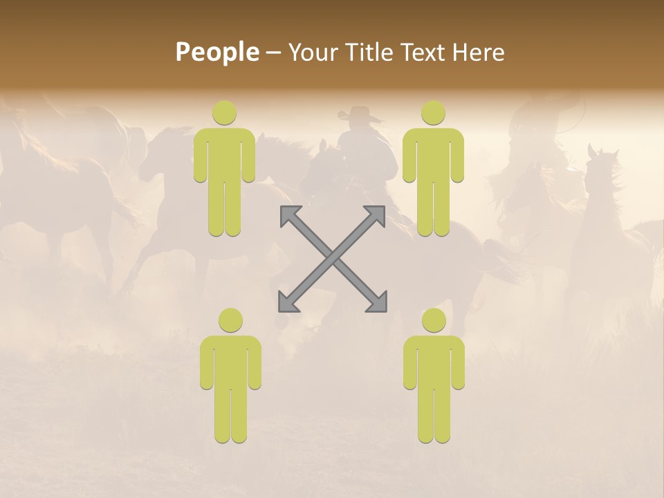 Two Cowboys Galloping And Roping Through The Desert PowerPoint Template