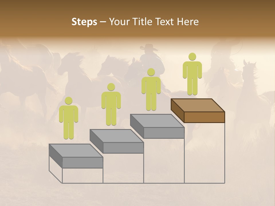 Two Cowboys Galloping And Roping Through The Desert PowerPoint Template