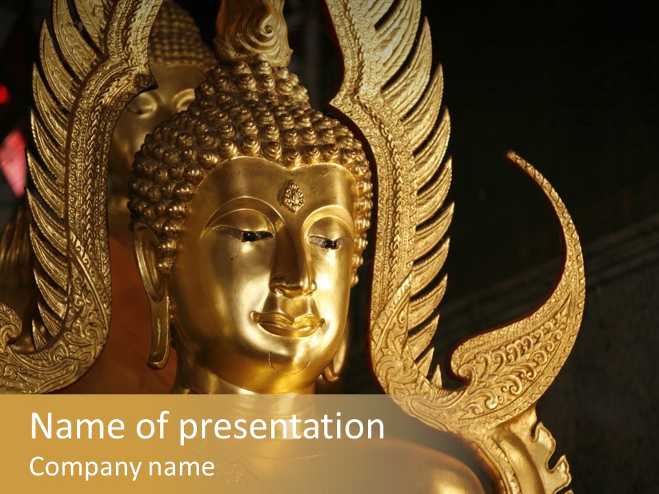 A Buddha Picture In Wat At Thailand PowerPoint Template