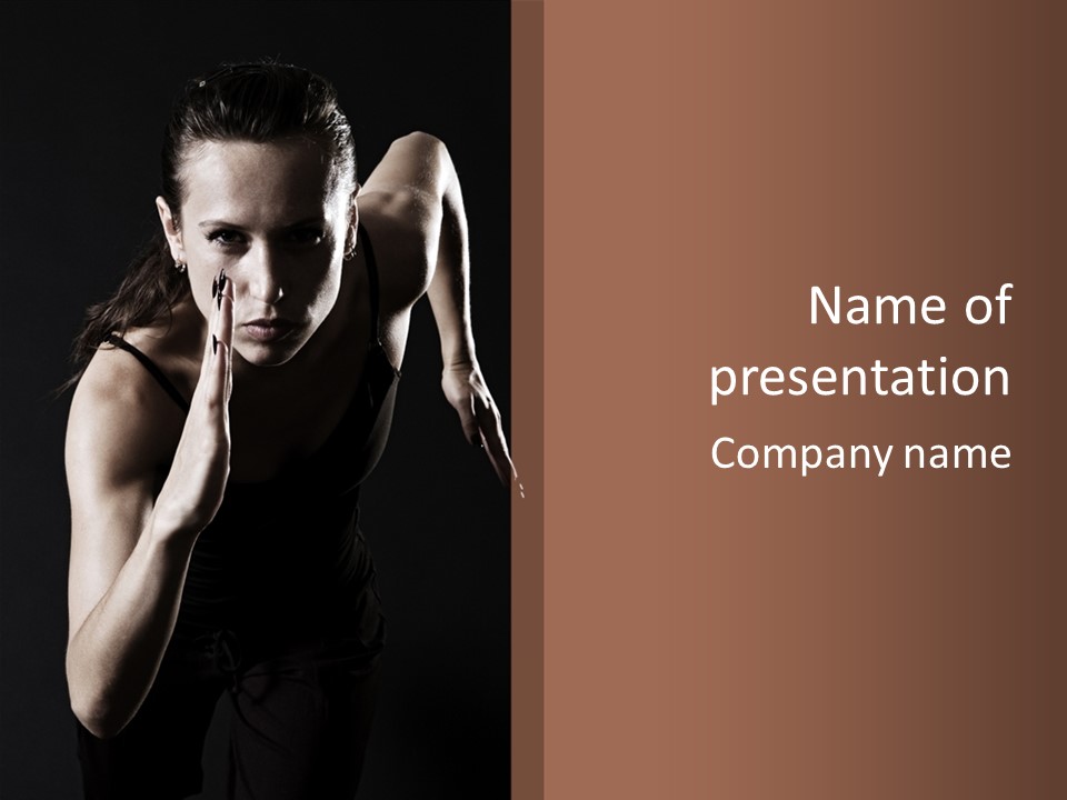 Woman Running Over Dark Background PowerPoint Template