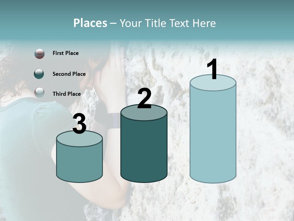 Young Female Prayer Against Stone Wall. PowerPoint Template