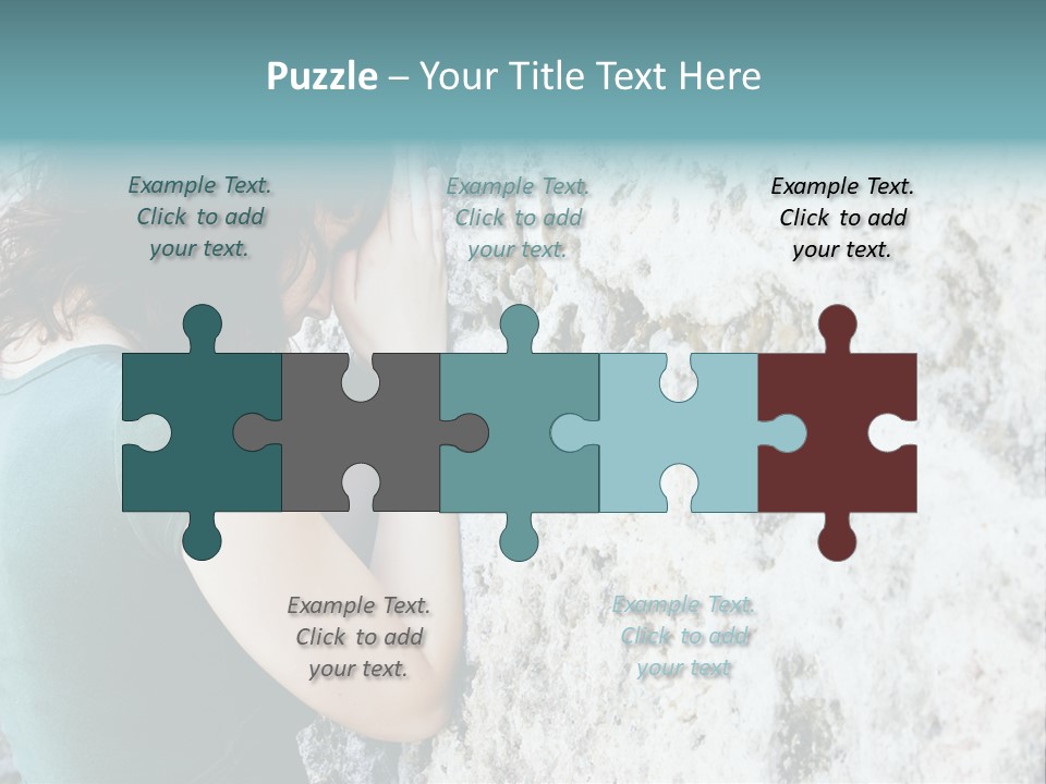 Young Female Prayer Against Stone Wall. PowerPoint Template