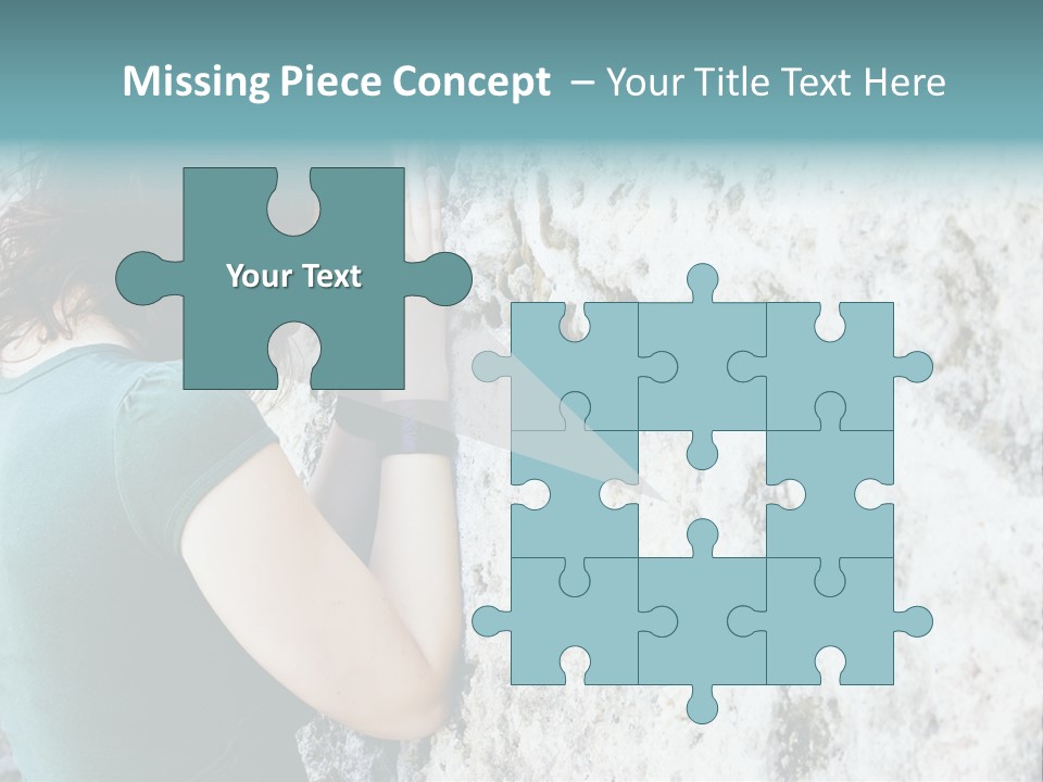 Young Female Prayer Against Stone Wall. PowerPoint Template