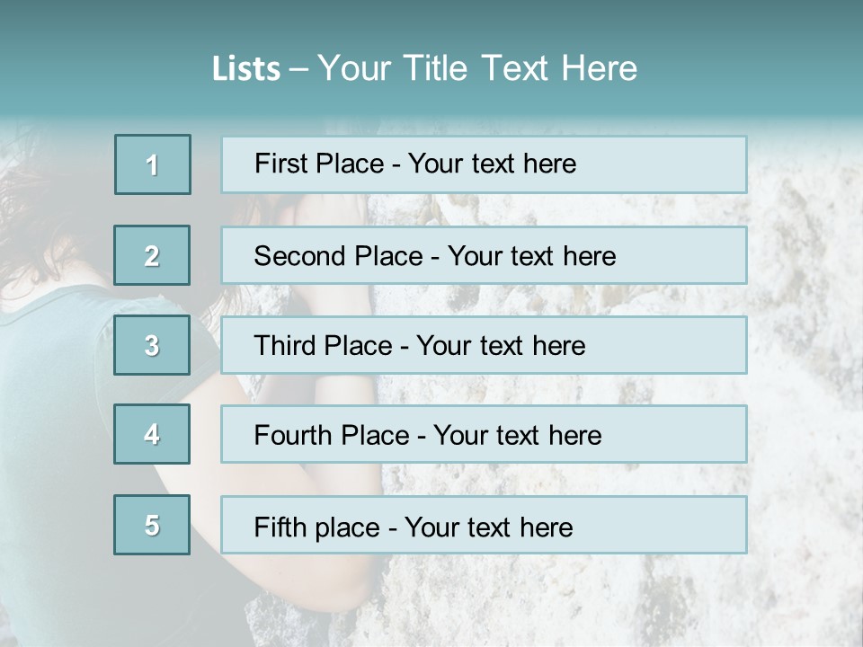 Young Female Prayer Against Stone Wall. PowerPoint Template