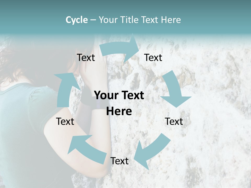 Young Female Prayer Against Stone Wall. PowerPoint Template