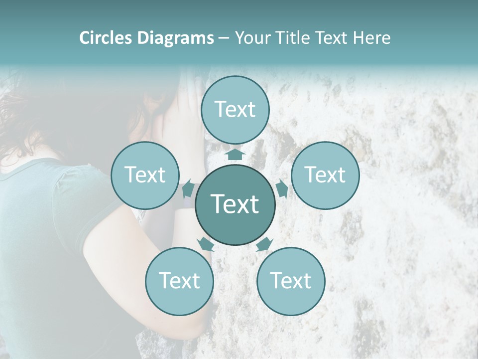 Young Female Prayer Against Stone Wall. PowerPoint Template