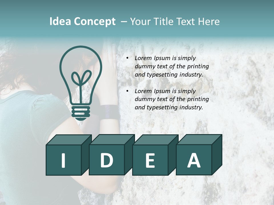 Young Female Prayer Against Stone Wall. PowerPoint Template