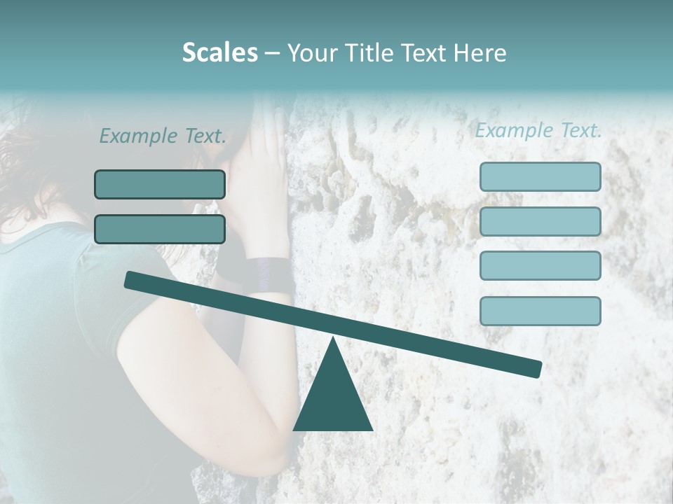 Young Female Prayer Against Stone Wall. PowerPoint Template