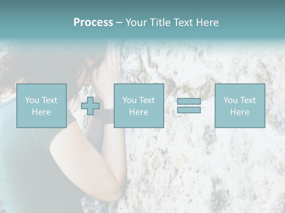 Young Female Prayer Against Stone Wall. PowerPoint Template