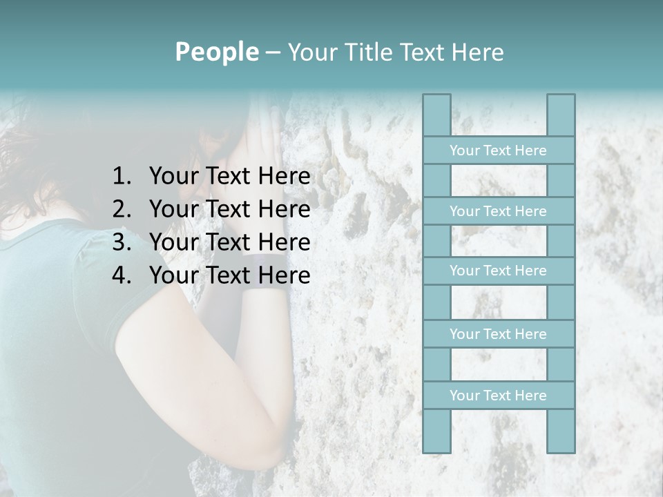 Young Female Prayer Against Stone Wall. PowerPoint Template