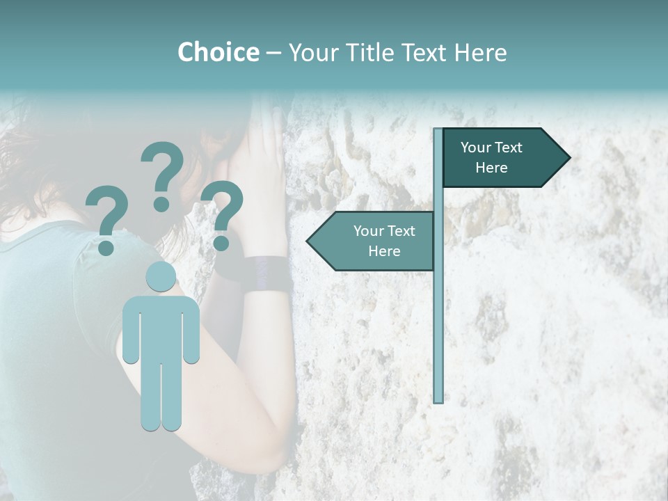 Young Female Prayer Against Stone Wall. PowerPoint Template