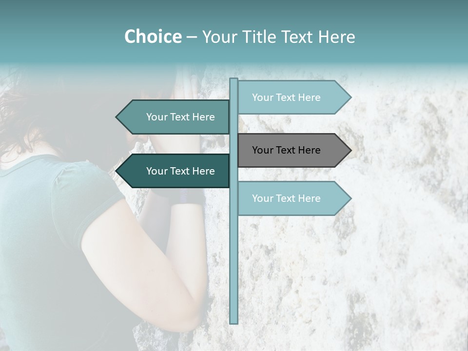 Young Female Prayer Against Stone Wall. PowerPoint Template