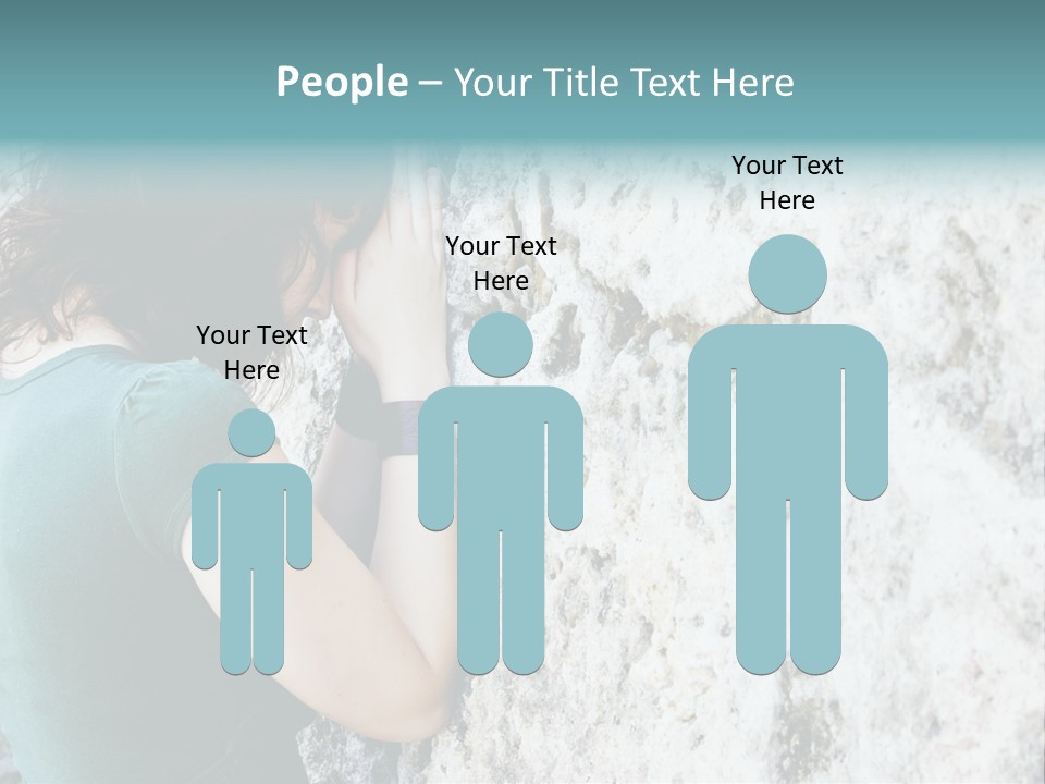 Young Female Prayer Against Stone Wall. PowerPoint Template