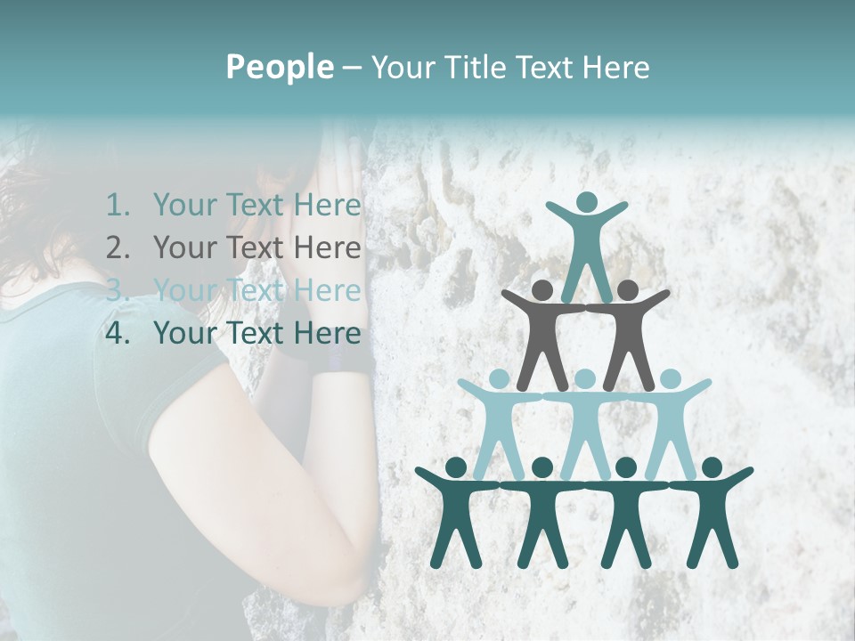 Young Female Prayer Against Stone Wall. PowerPoint Template