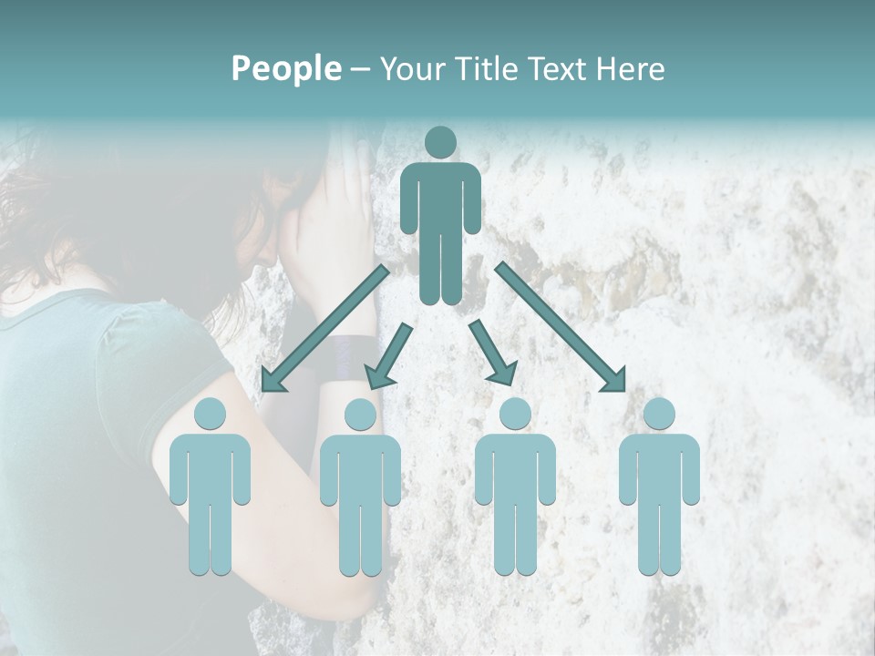 Young Female Prayer Against Stone Wall. PowerPoint Template